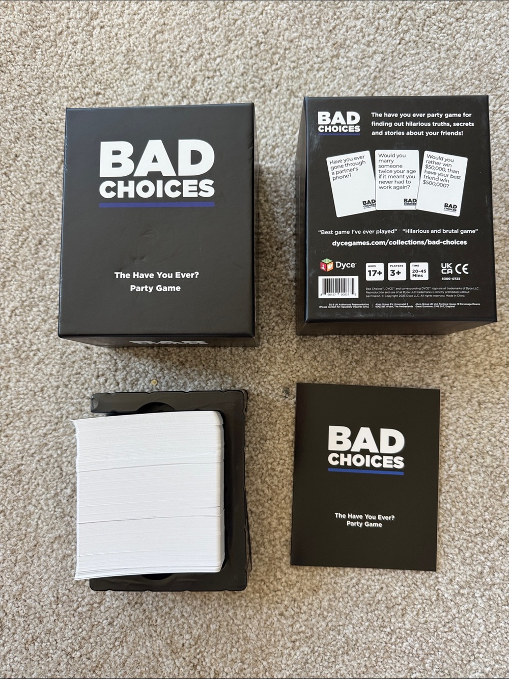 Bad Choices Party Game Ages 17+ the have you ever card game